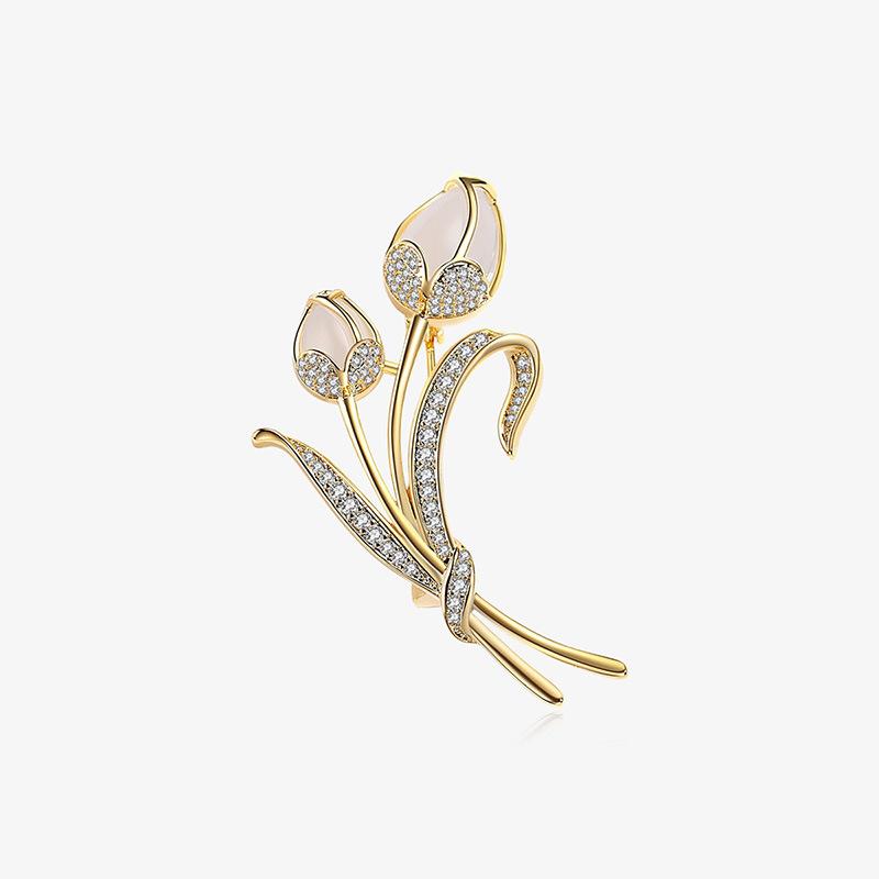 

Sen Natural Feng Shui Rhinestone Opal Tulip Brooch Маленькая свежая мода Темперамент трендовые аксессуары женские