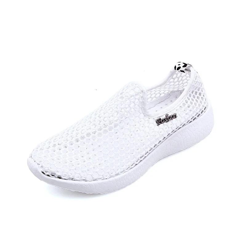 

2024 Женская повседневная обувь Мягкие портативные кроссовки для ходьбы на плоской подошве для женщин Дышащие слипоны Hollow Out Sports 41 белый