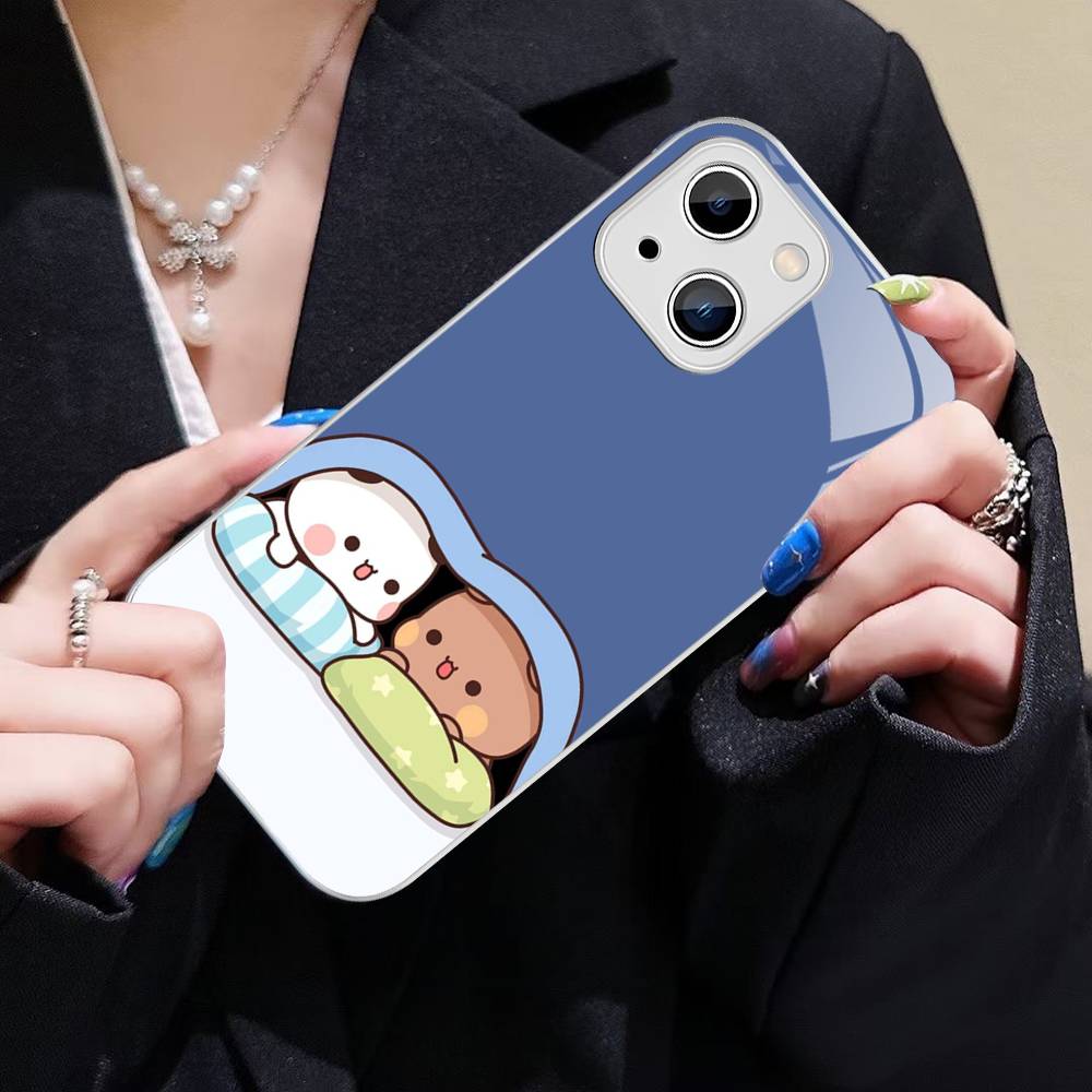 Character Bubu And Dudu For IPhone 14 13 12 Mini 11 Pro XS Max X XR 14 Plus Tempered Glass Cover