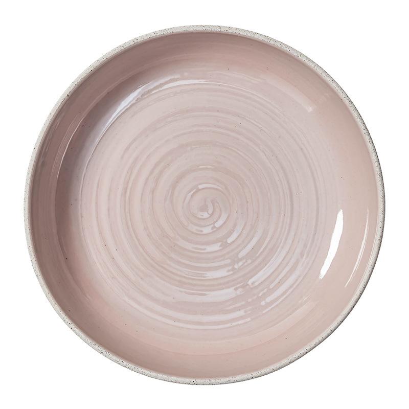 High Value Pink Bowl Plate Ceramic Plate Household Deep Plate Vegetable Plate Salad Plate Tableware Ins Wind Plate Large Vegetable Bowl