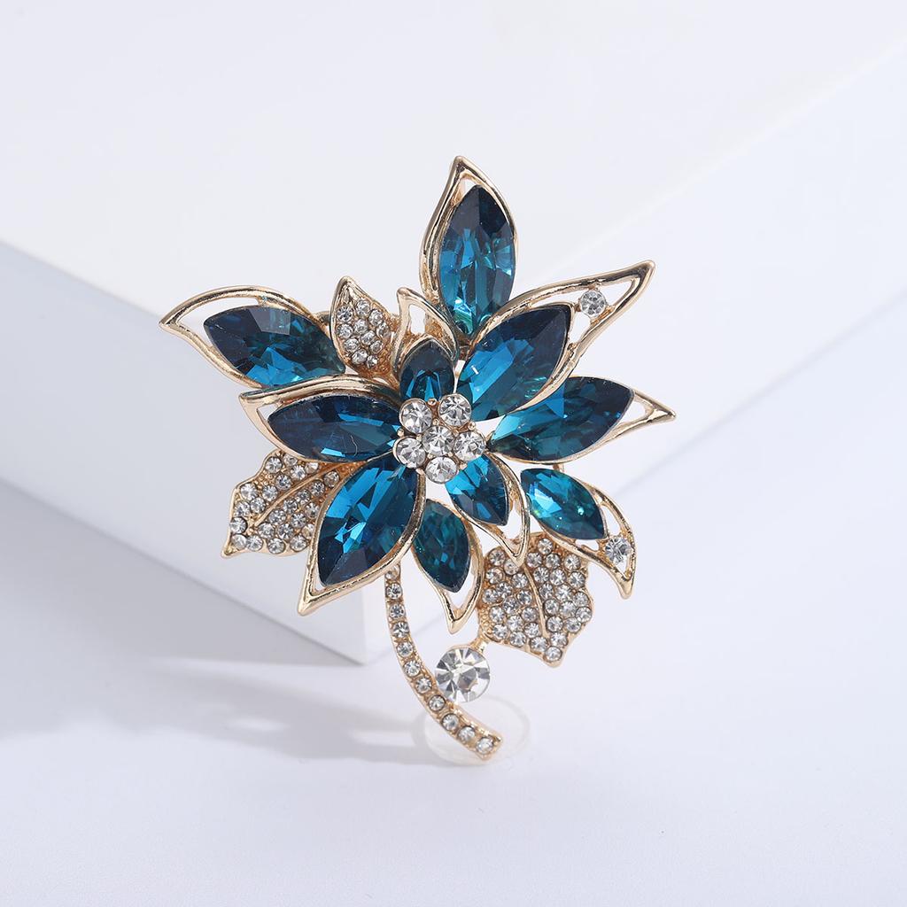 Luxury Rhinestone Crystal Flower Brooches for Women Pearl Plant Pins Necklace Event Party Gifts Decoration Clothes Accessories