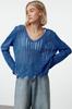 Women's Elegance Style Sweater Black Openwork Hole Knitwear Sweater