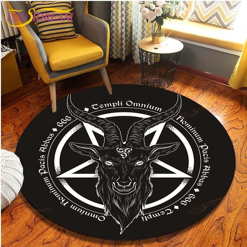 Satan Skull 3D Print Waterproof and Non-slip Circle Cute Floor Rug Round Area Rugs Living Room Children Chair Tent Carpets