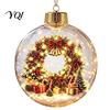 Festive Home Desktop Decorations Lighted Christmas Ornaments, 3D Miniature Scene Hanging Balls with Warm LED Light, Cute Xmas Tree Lights Reindeer