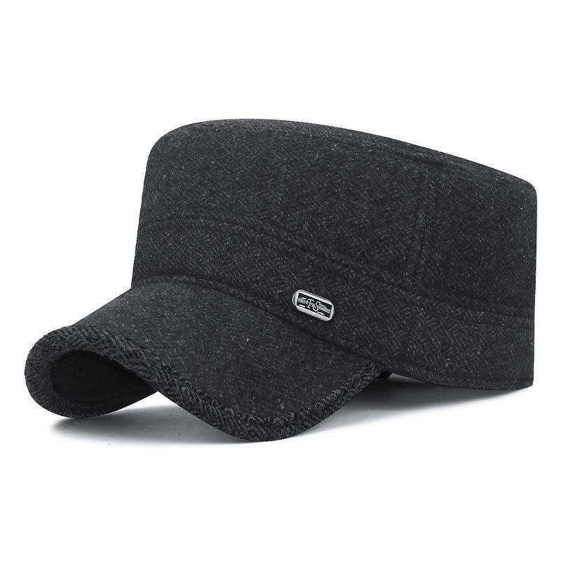 Winter Ear Protection Hat Men's Outdoor Warm Cap for Middle-Aged Wool Flat Cap Velvet Thick Old Man Cap