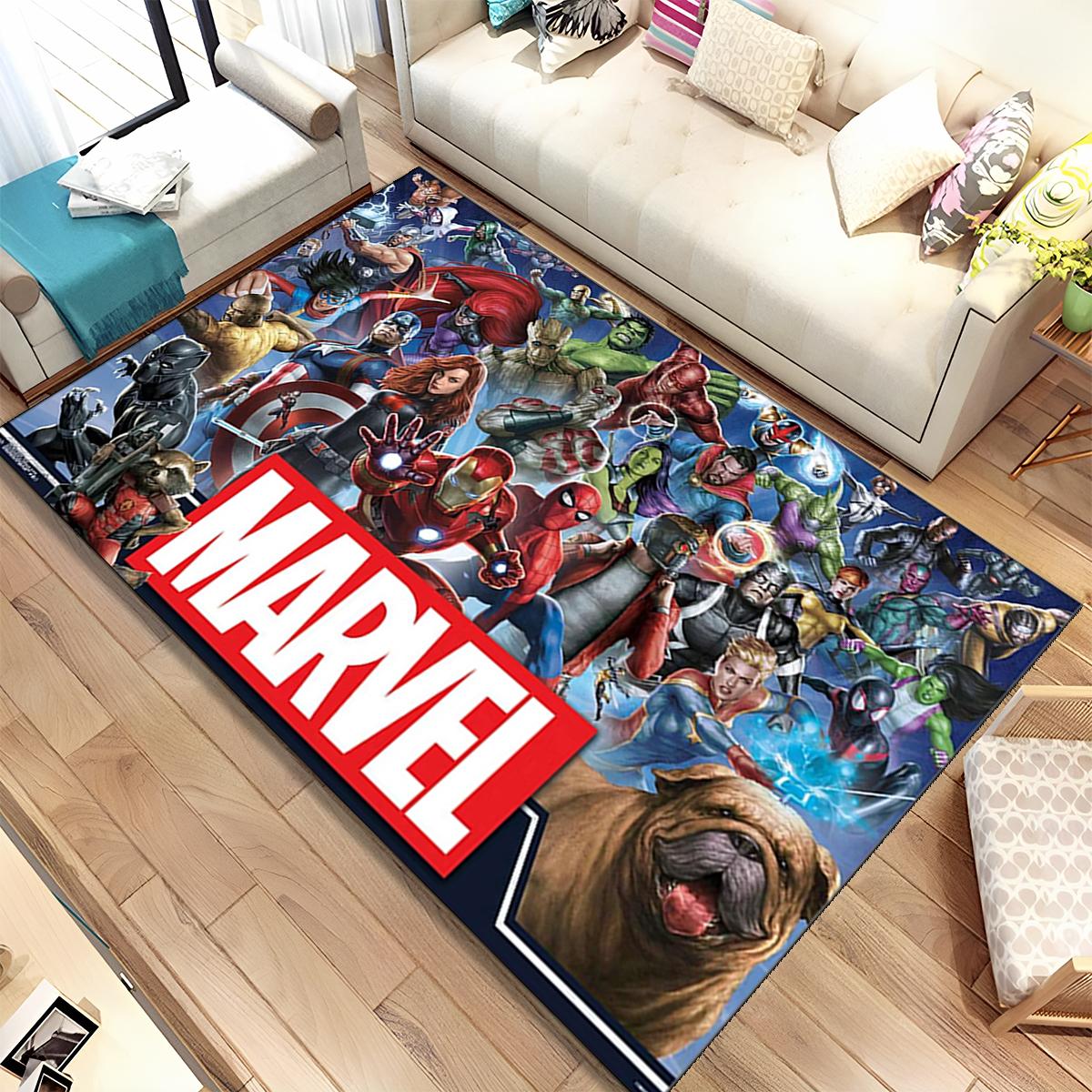

HD Мультяшный Ковер Marvel Мстители Человек-паук для Дома Гостиной Спальни Дивана Прихожей Декор, Детский Ковер Нескользящий Пол 40x60cm(15x23in)