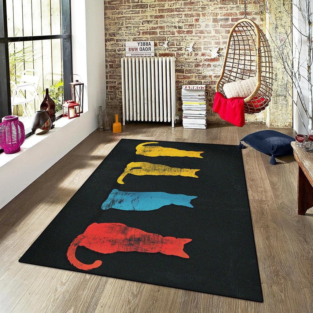 Cute Cat Carpet Minimalist Design Cat Line Room Decorative Modern Rug Home Decor Non-Slip Cloakroom Floor Mat Room Aesthetic