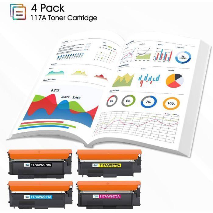 Cartouches de toner - 117A (W2070A-W2073A) - Pack 4 CMJN - Compatible HP Color Laser MFP - Rendement 1000/700