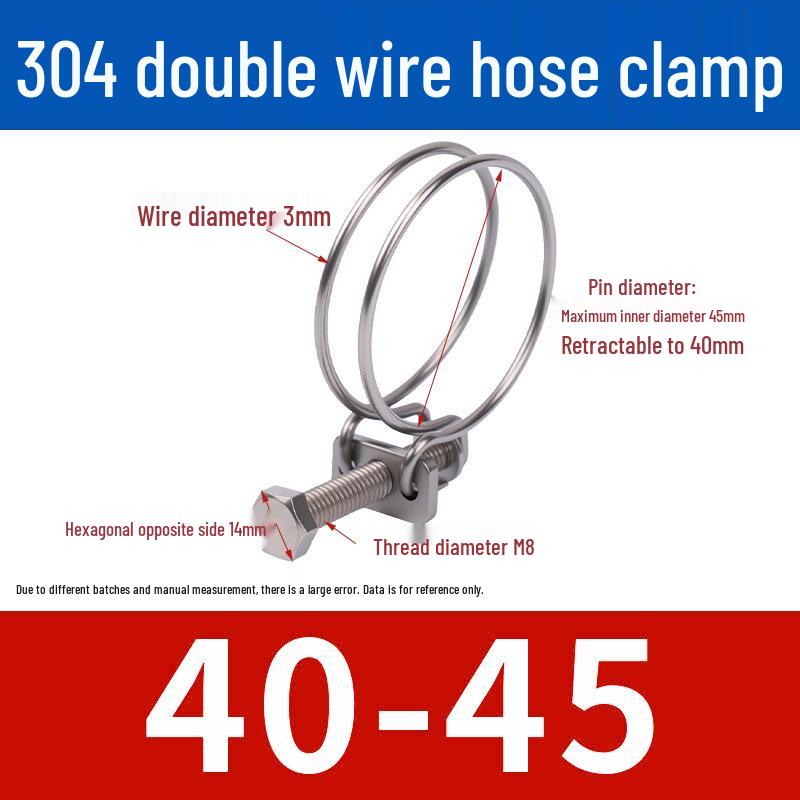 Doppeldraht-Schlauchschelle aus Edelstahl für Feuer-, Wasser-, Gasleitungen - Verdickt