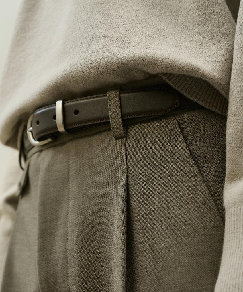 MINAV Minimal Real Leather Belt [Brown]