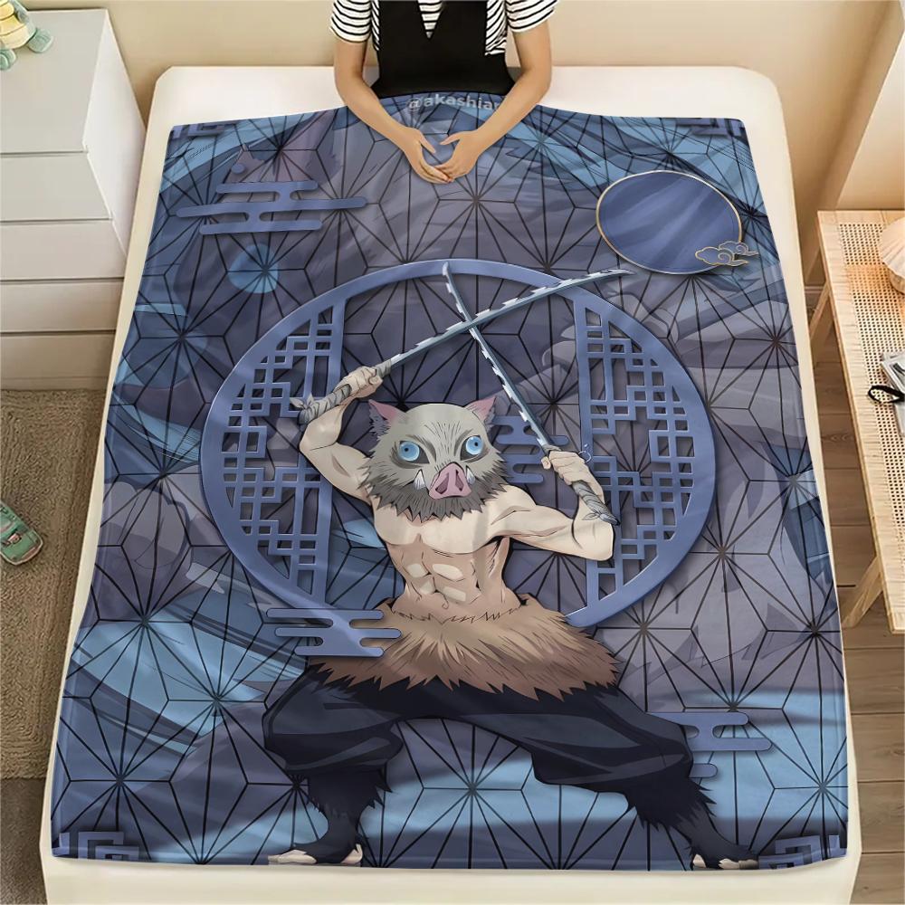1PC Demon Slayer Print Flannel Blanket, High quality All Seasons, Home Decor, Warmth and Comfort, Perfect for Christmas Gifts