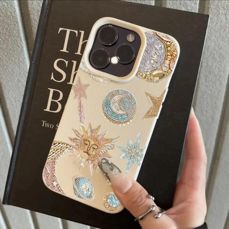 Golden Powder Star Moon Sun Planet Elements Phone Case For iPhone 17 16 15 Pro Max 14 13 12 11 XS X XR 16 Plus 16E 17 Air Cover
