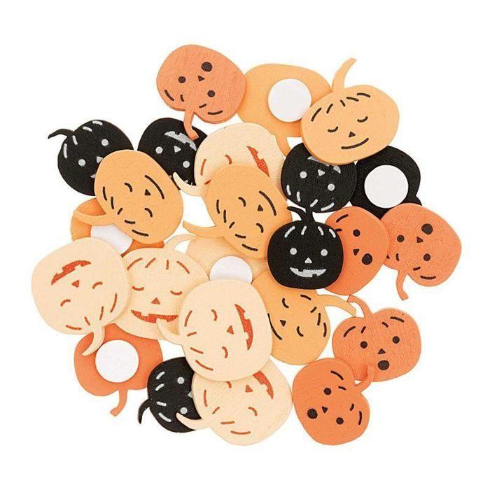 Autocollants - RICO DESIGN - Citrouille en bois - 24 pièces - Halloween - Mixte