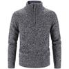 Men's Autumn & Winter Hong Kong Style Knitted Cardigan: Stand-Up Collar, Loose Fit, Fleece-Lined, Thick Woolen Sweater.
