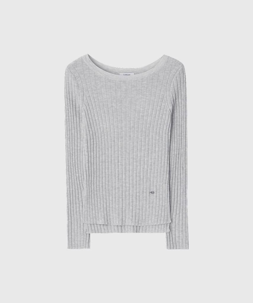 Lugkaeseuteu Ray Boat Neck Slim Knit_Light Grey