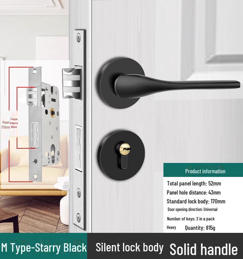 Silent European Style Indoor Wooden Door Handle Lock