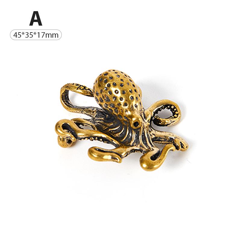 

Small Octopus Statue Metal Brass Tea Pet Table Ornament Lucky Home Decorations A