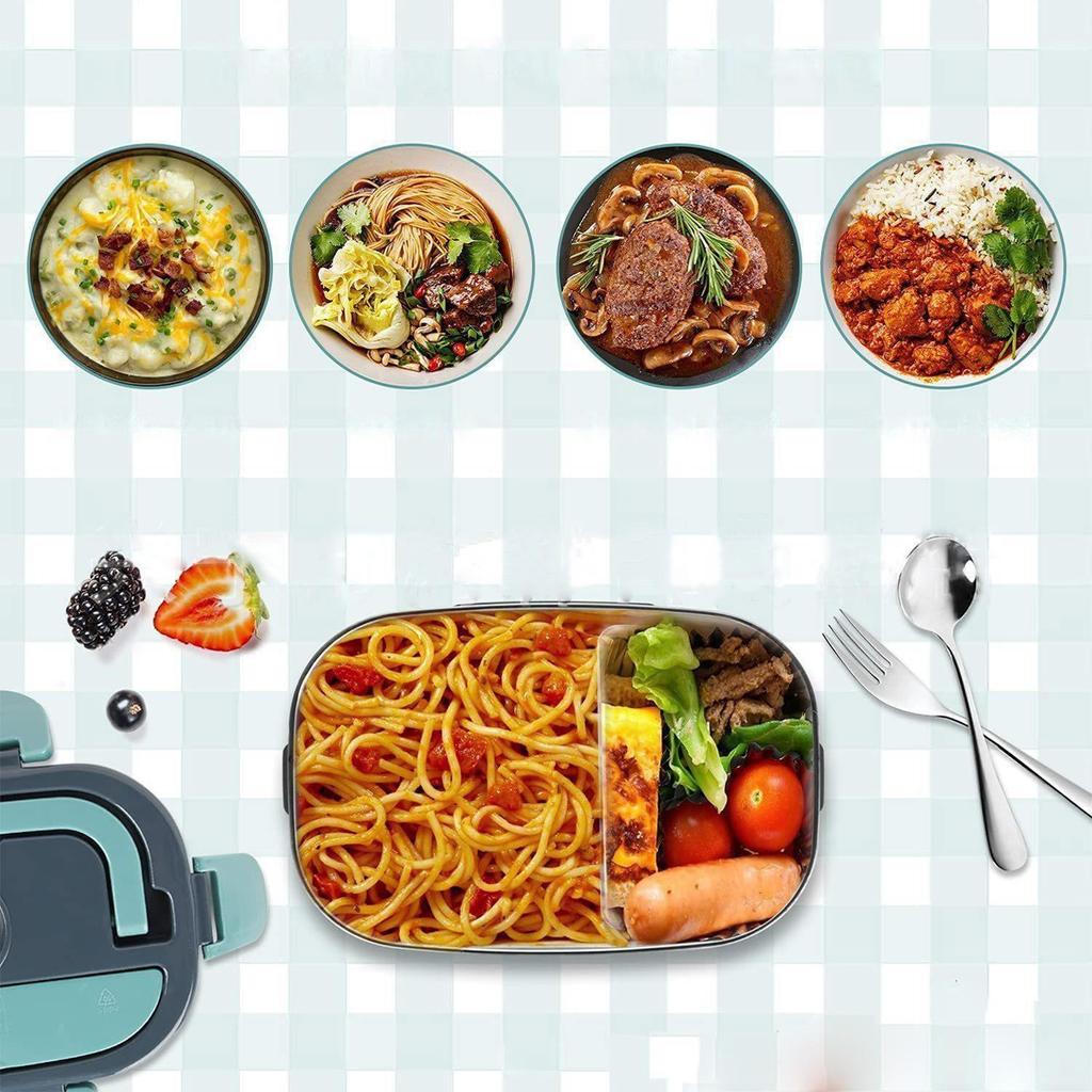 Car Household Electric Heated Lunch Box 2-In-1 Water-Free Insulated Lunch Box Plug-In Portable