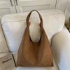 Soft Suede Hobo Bag with Knotted Handle Large Capacity Fashion Shoulder Bag