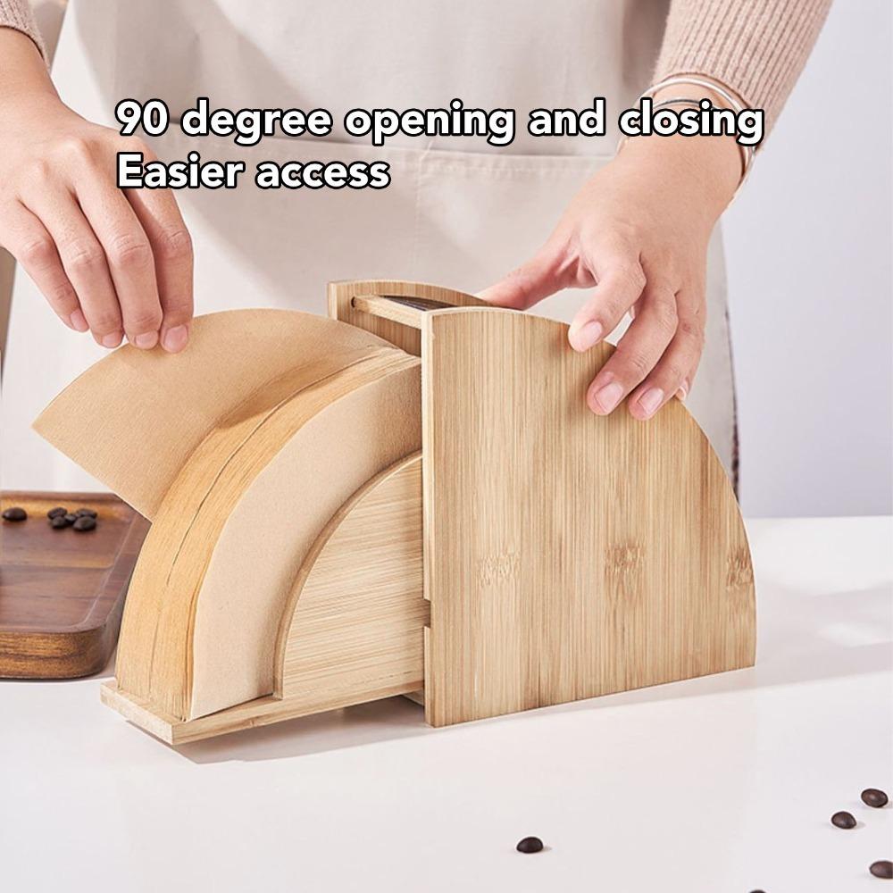 Solid Wood Coffee Filter Storage Rack Fan Shaped Coffee Filter Organizer  Household Countertop