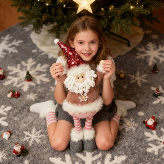 Dlouhonohá vánoční plyšová panenka stojící sněhulák Santa Claus vánoční panenka s výsuvnýma nohama pro domácí krbovou dekoraci