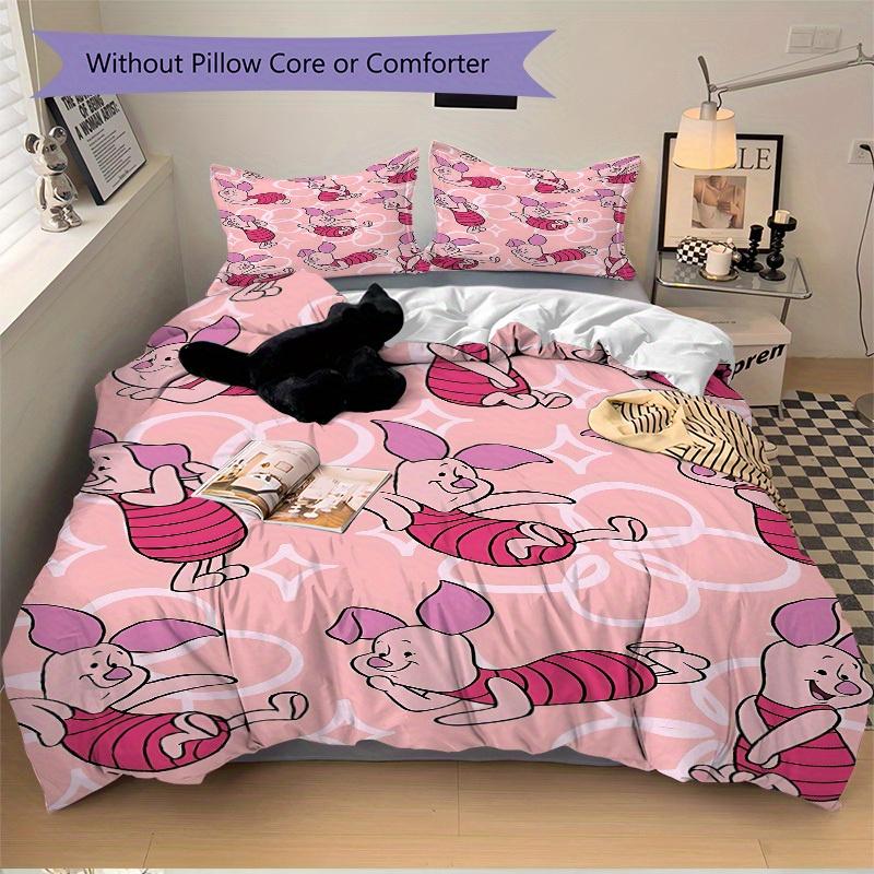 3pcs Piglet Pattern 1 Cover+2 Pillowcases, Pillow Inserts Not Included, Machine Washable, All-Season Use, Teen and Adult Rooms131