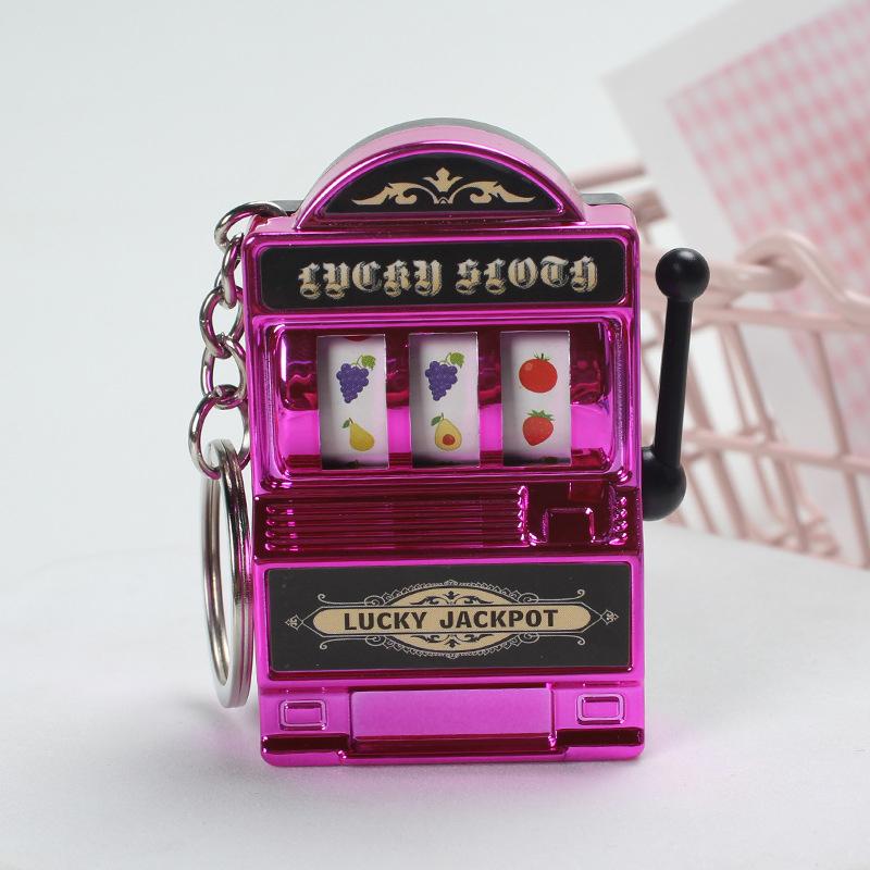 Fruit Slot Machine Keychain Lucky Charm Jackpot Keychains Mini Casino Pendant Bag Charm Novelty Gifts For Kids Adults New