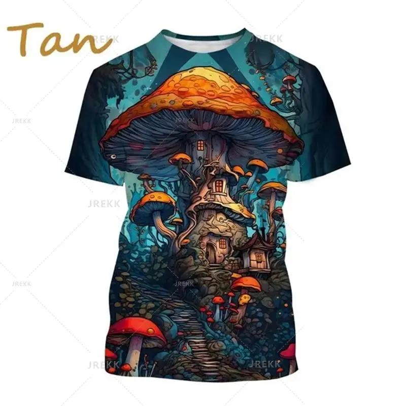 Mushroom 3D Printed T Shirt Plant Pattern Round Neck Short Sleeve Forest Fashion Casual Unisex Tops Tshirt High Quality T Shirt