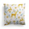 Christmas Western Blue Watercolor Elk Throw Pillow Cover With Short Plush Print For Living Room Sofa Decoration Cushion Cover
