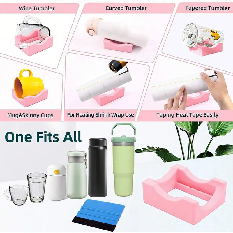 Silicone Cup Holder For Tumblers With Built In Slot Small Tumbler Stand Household Cup Cradle Non Slip Stable Desk Organizer