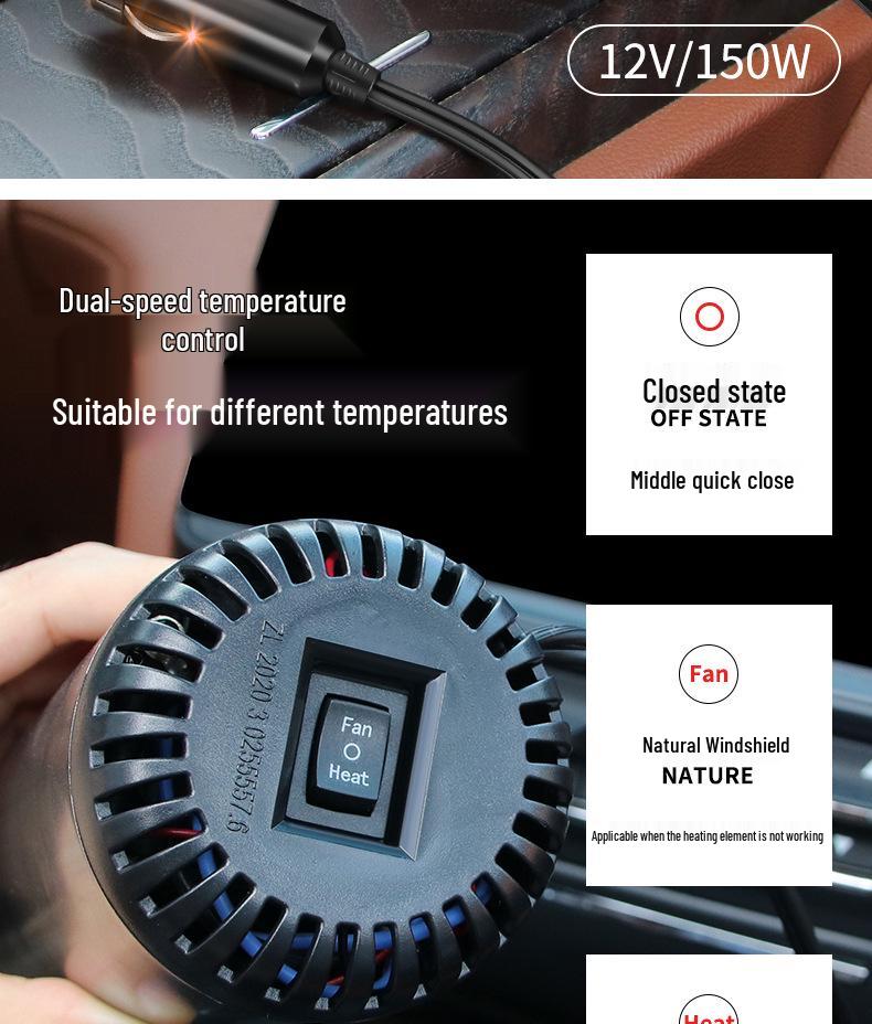 12V High-Power Car Cup Heater & Defroster