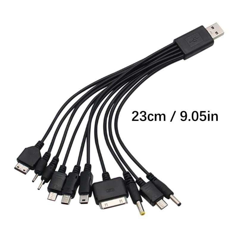 10 in 1 Universally USB Charging Cable Fast Charging Multiple Port Data Cord for Phones Tablets Speakers 23cm Compactly