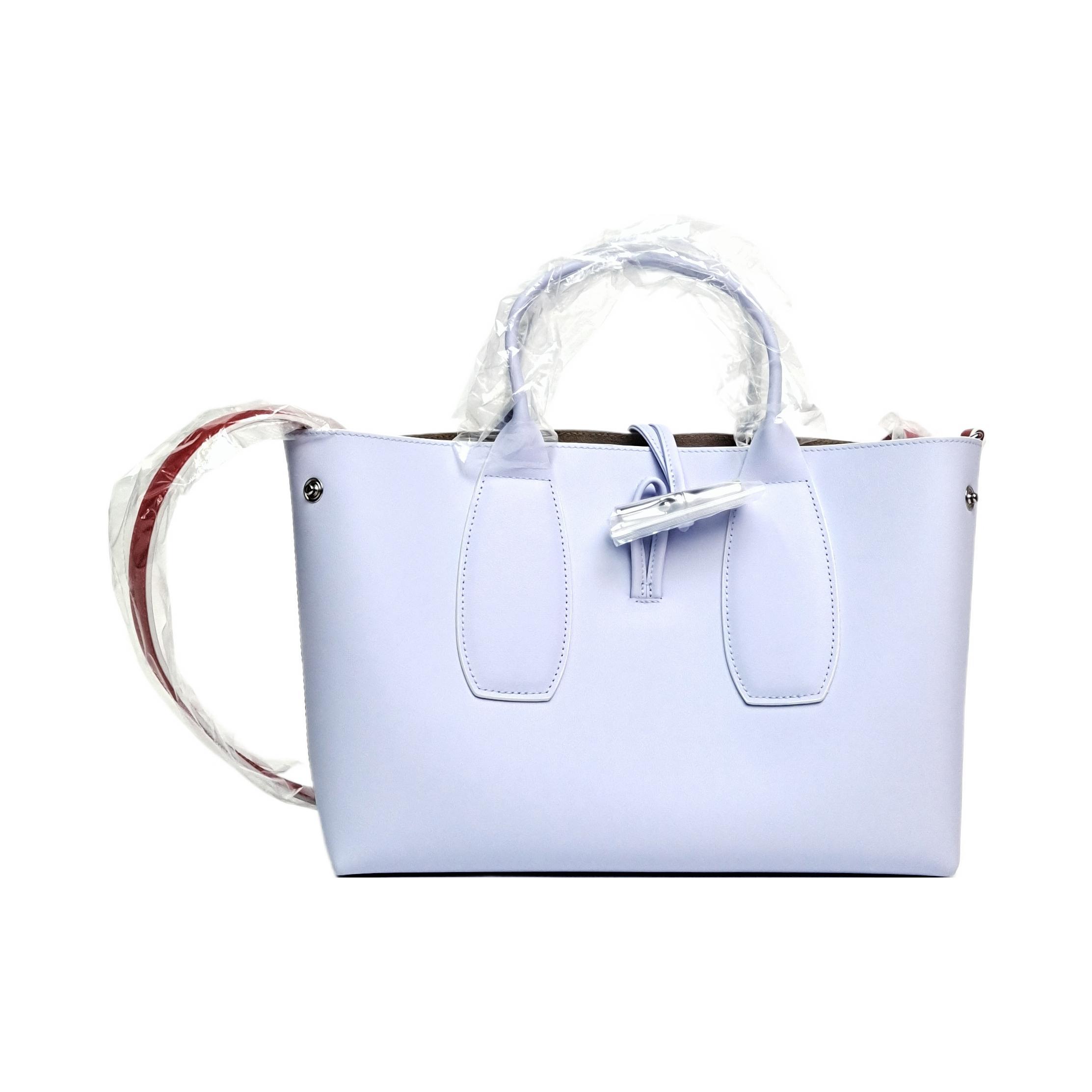 

Новая сумка-тоут LONGCHAMP Roseau из телячьей кожи, сумка для покупок, сумка на плечо, сумка кроссбоди, женская сумка среднего размера, небесно-голубая/красная 10058HDJH90 30.0*13.0*23.6CM