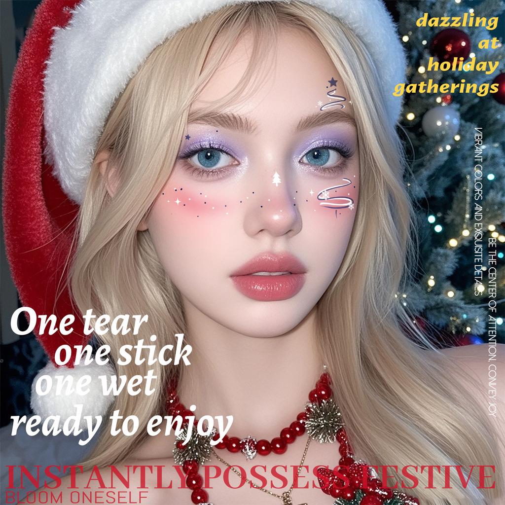 Cross Border New Manufacturer Direct Sales Christmas Makeup Face Stickers Party Dance Waterproof Sweat Creative Tattoo