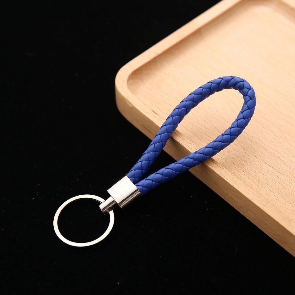 Unisex DIY PU Leather Braided Keychain Woven Rope Pendant Key Ring for Car Bag