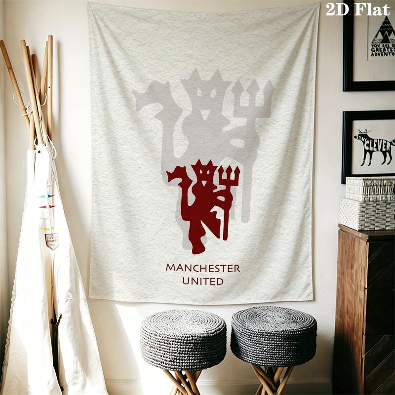 Manchester Unitedaa Tapisserie Murale Accrochage Mural Esthétique Couverture en Tissu Imprimé Tapisseries Décoratives pour Chambre à Coucher Salon Décoration de la Maison