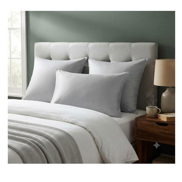 1 Taie d'oreiller coton uni 50 x 70 cm Edens gris clair