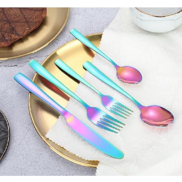 Rainbow Teaspoon Set of 6, 6 inches Mini Stainless Steel Silverware Dessert Spoons Espresso Spoons for Home, Kitchen, Restaurant, Mirror Finish and