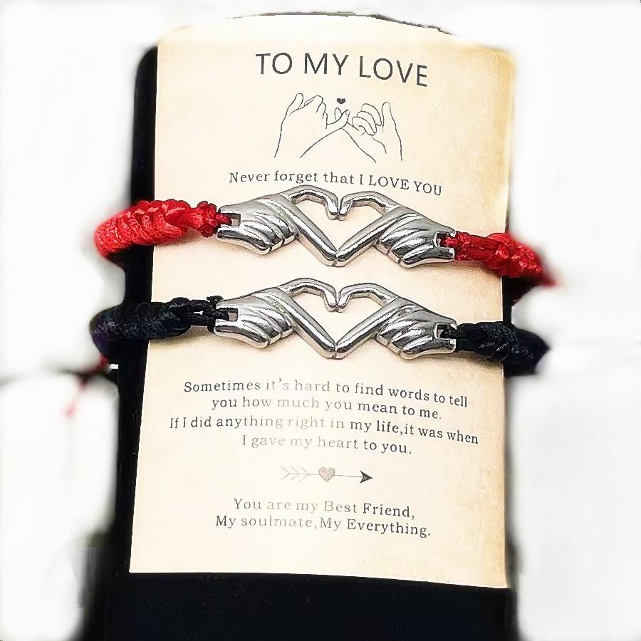 

Heart-Shaped Hand Gesture Red Rope Bracelet for Valentine’s Day красный