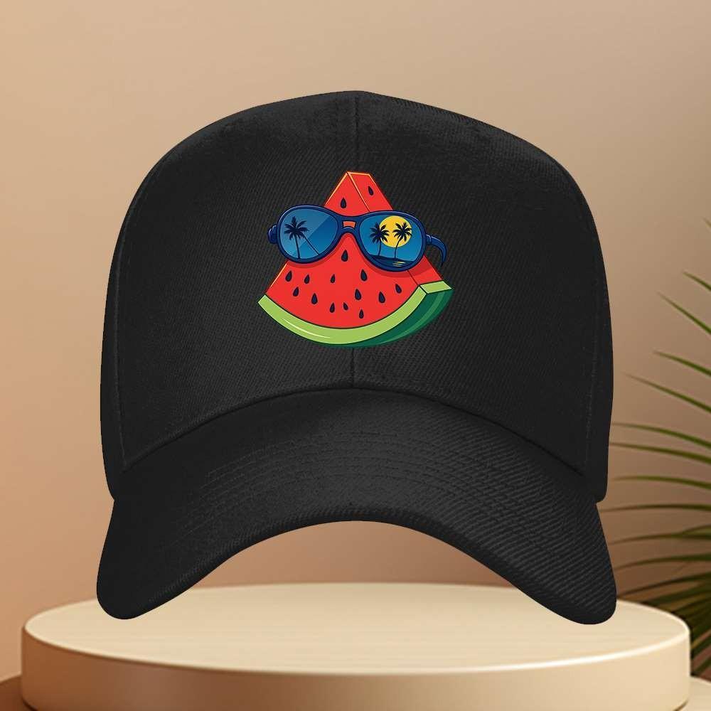 Watermelon And Glasses Summer Vibe Baseball Cap Adjustable Travel Hat