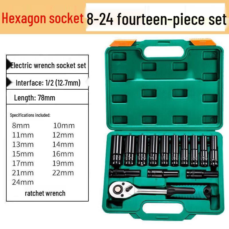 Electric Wrench Socket Set with Extended Hex Sockets