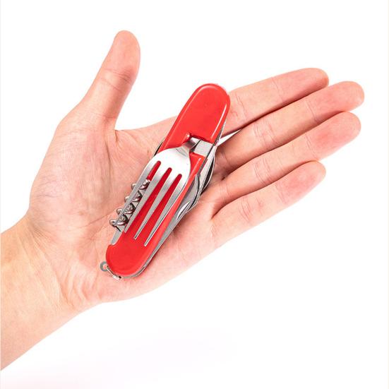 1Pc/ 1 Set Folding Spork Heat-resistant Detachable Anti-scalding Stainless Steel Multi-Functional Folding Fork