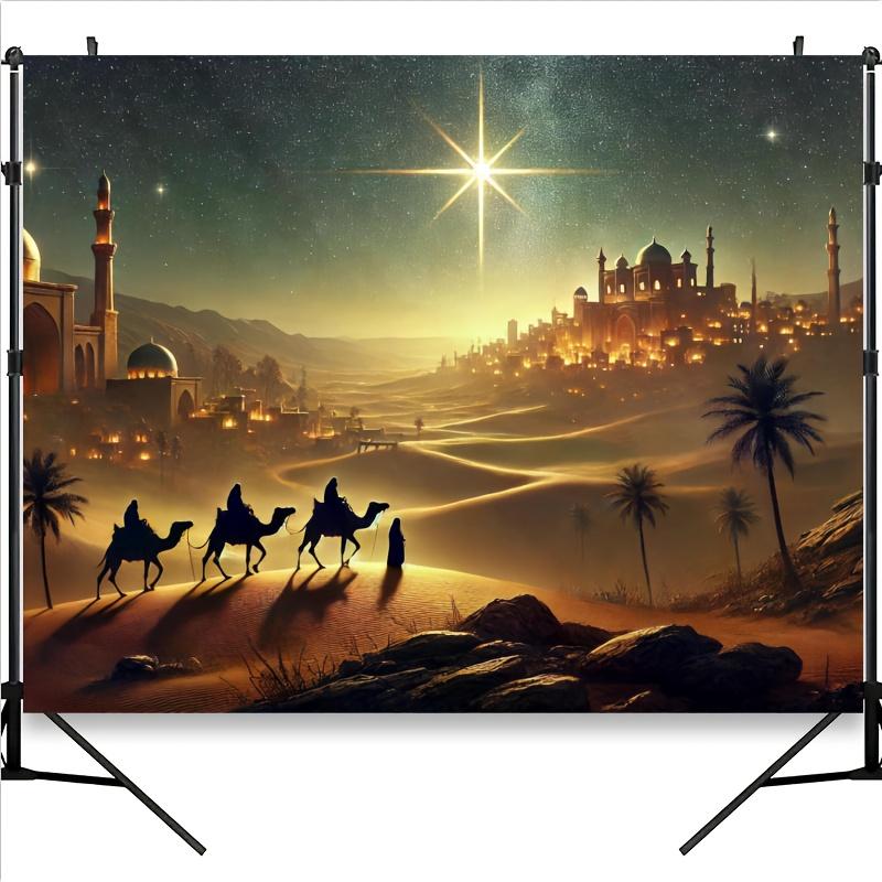Arabian Nights Starry Desert Scene Background - Perfect for Theme Photography, Event Decoration, and Studio Shooting
