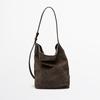 Retro Frosted Shoulder Bag Luxury Designer Niche Handbag Women's Large Bucket Bag Simple Solid Color Adjustable Crossbody Bag