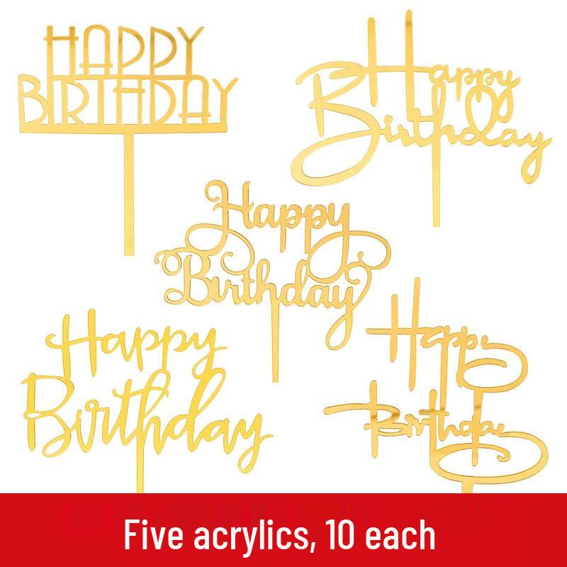 50-Pack Acrylic 'Happy Birthday' Cake Toppers - Popular Party Decorations with Free Shipping