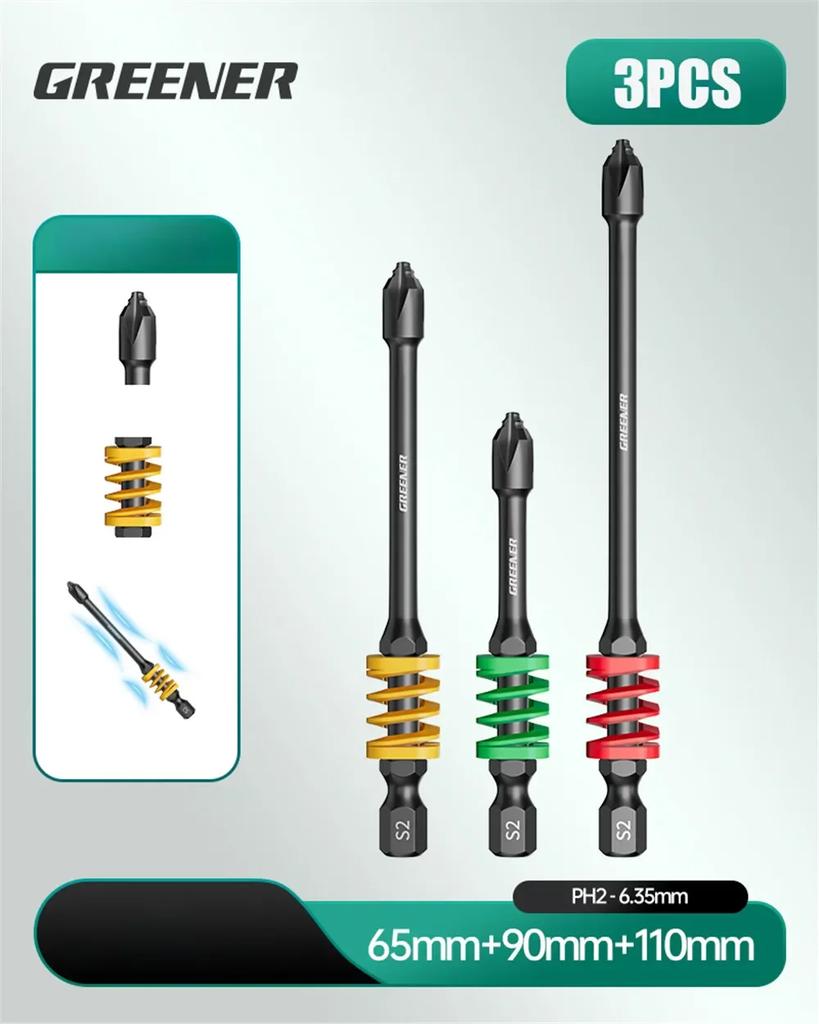 Serrated Non-slip Electric Screwdriver Spring-loaded Buffer Crosshairs Battery Screwdrivers with Rainbow Plug-in Card Tool Parts