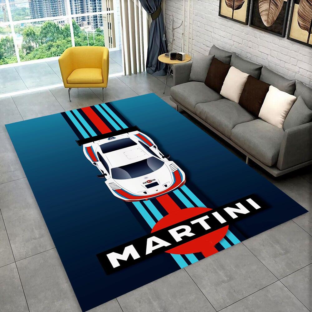 3D logo závodního auta M-Martini Moto Koberec pro domácí obývací pokoj ložnici pohovku Rohožka Dekor, dětská hrací protiskluzová podložka Dárek