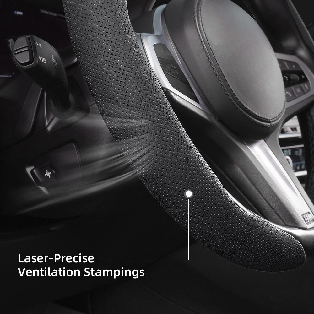 Suitable for Citroen Breathable Leather Steering Wheel Cover with Segmented Quick-Release Design, Non-Slip and Durable, for Models Such as C3, C4 X, B