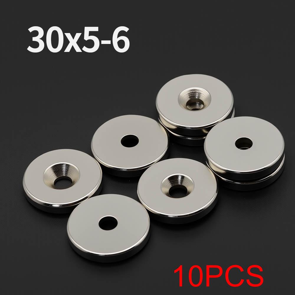 30x5-6mm Powerful Neodymium Magnet with Holes N35 NdfeB Permanent Magnetic Imanes Round Super Strong Fridge Magnets DIY