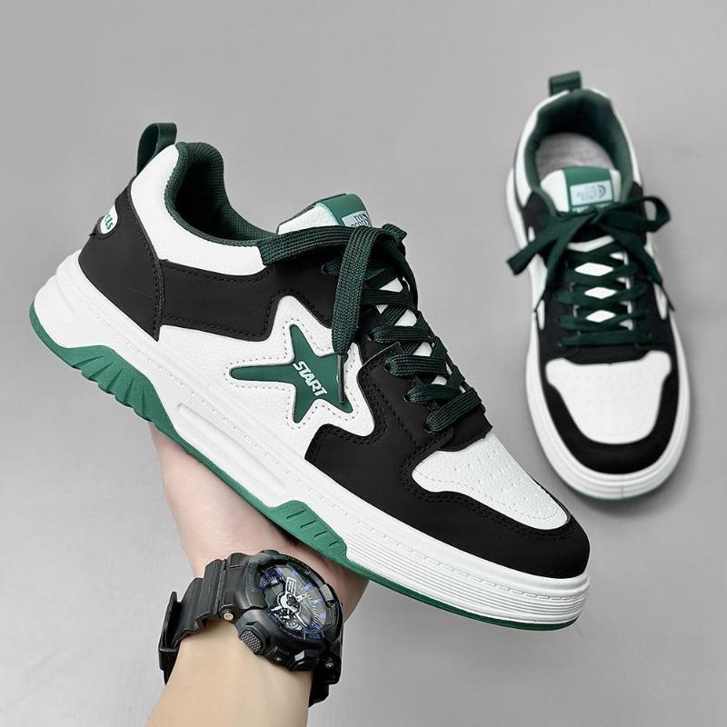 Mens Soft Sole Fashion Versatile Casual Sports Leather Upper Skateboard Shoes